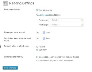reading page settings.