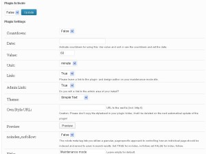 wp maintence settings